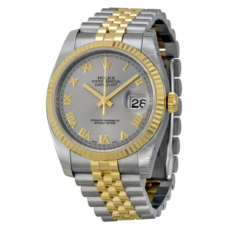Rolex Datejust 36mm Steel & Gold Champagne Diamond Dial Replica Watch