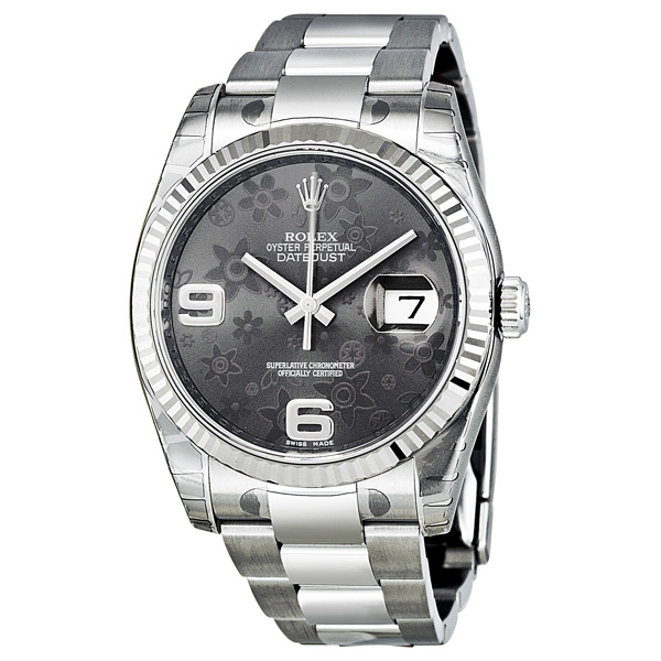 Rolex Datejust 116234 Imitation Gold & Brown Lady's Watch with Elegant Floral Dial