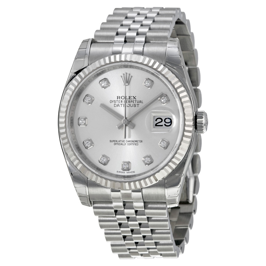 Stainless Steel Rolex Datejust Imitation 36mm Gold-Case Silver Dial Automatic Watch