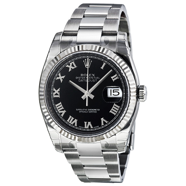 Rolex Datejust 41mm Automatic Steel & Pink Gold Bezel Black Diamond Accents Watch