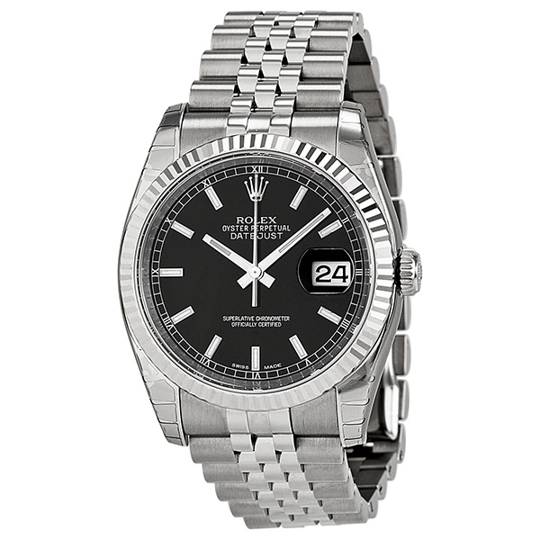 Vintage-Inspired Rolex Datejust Black Diamond Bezel Automatic 36mm Timepiece