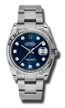 Rolex Datejust 116234BLDO Lady's Timepiece, Stainless Steel, Blue Sunray Dial, Automatic Movement