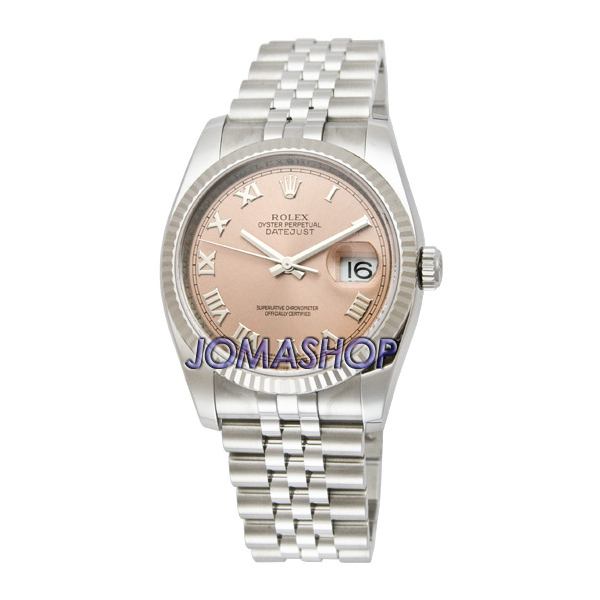 Pre-Owned Rolex Datejust 116234PRJ Steel Watch: Swiss Clone, 28mm Gold Bezel, Blue Face
