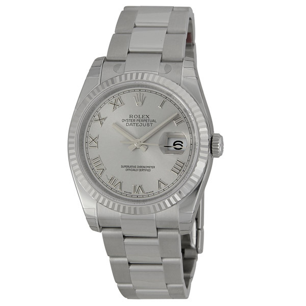 Classic Rolex Datejust 41mm Silver Case Automatic Watch with Black Dial & Date Display
