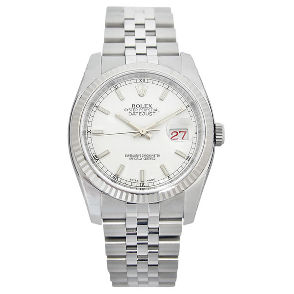 Classic Rolex Datejust 41mm Steel & White Gold Bezel Automatic Silver Dial Mens Watch