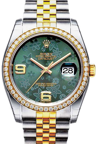 Rolex Datejust 41mm Green Floral Automatic Watch - Elegance in Nature