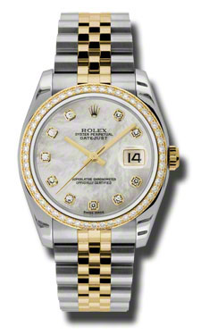 Rolex Datejust 36mm Steel & Gold Diamond Dial Automatic Watch