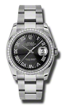 Stainless Steel Rolex Datejust Clone 116244BKSBRO with Black Roman Dial Automatic Watch