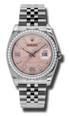 Rolex Datejust Pink Wave Diamond Dial Steel & Gold Replica Watch