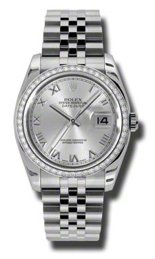 Omega Datejust 116244SRJ Clone - Stainless Steel Case, Automatic Movement, Black Roman Dial, 30m Water Resistant Watch