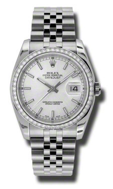 Omega Datejust Silver Automatic Diamond Bezel Stainless Steel 36mm