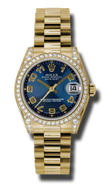 Classy Rolex Datejust 178158BLCAP Imitation 36mm Gold & Blue Charm Automatic Watch