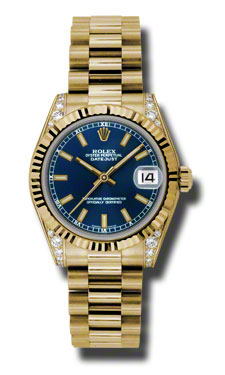 Rolex Datejust 178238BLSP Elegance Gold Dial Sparkling Diamond Accents Watch