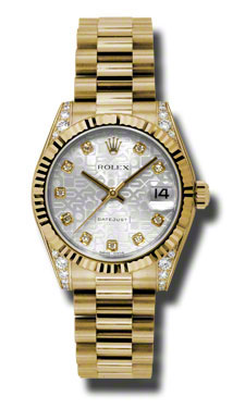 Classic Rolex Datejust 178238SJDP Clone in 18k Steel with Black and White Dial Watch
