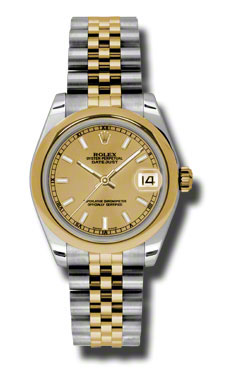 Classy Rolex Datejust 178243CSJ Automatic with Moon Phase and Blue Sunray Dial Watch