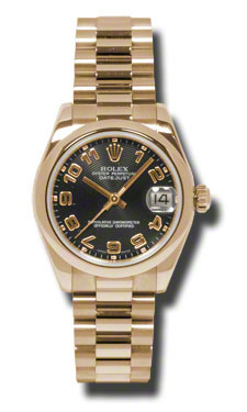 Classy Rolex Datejust Clone 178245BKAP with Moon Phase & Swiss Clone Movement - 31mm Gold-Plated Ladies Watch