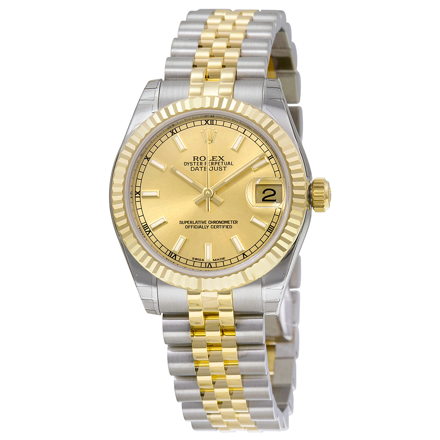 Rolex Datejust 178273CSJ Swiss Clone 36mm Gold-Case Automatic Black Face Watch
