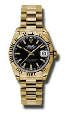 Rolex Datejust Clone, 178278BKSP, Swiss, Automatic, Black Dial, 41mm, Elegant Lady's Watch