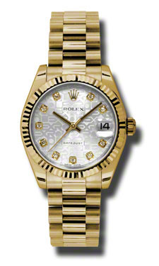 Rolex Datejust 31mm 18kt Gold Automatic Silver Jubilee Sapphire Crystal