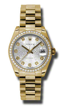 Rolex Datejust 178288SJDP - Elegant Lady's Watch, 28mm Gold-Plated Steel, White Mother-of-Pearl Dial