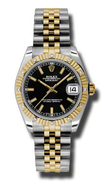 Classic Rolex Datejust Black Diamond Bezel Automatic 36mm Watch