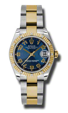 Classic Rolex Datejust Clone 178313BLCAO 36mm SS Blue Steel Case Automatic Timepiece