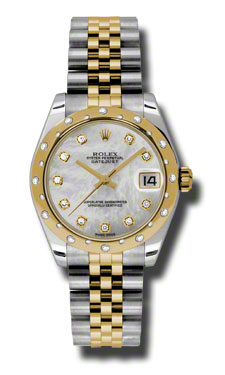 Rolex Datejust 178343MDJ Steel & Diamond Accents Elegant Lady's Watch