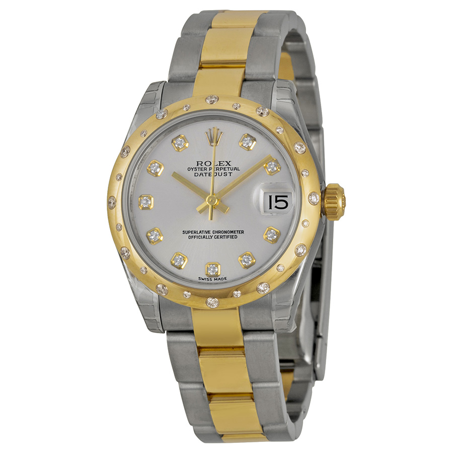 Rolex Datejust Clone 178343SDO Polished Silver Automatic Watch with Date Display