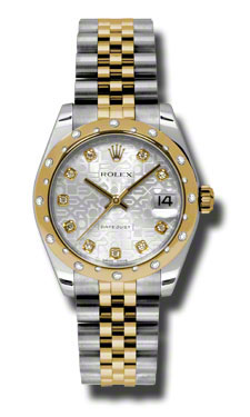 Rolex Datejust 178343SJDJ Silver Jubilee Imitation Watch - Swiss Clone 31mm Steel Gold Bezel Black Face Automatic Water-Resistant