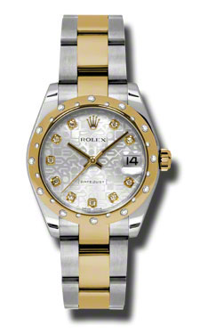 Rolex Datejust 178343SJDO Lady's Timepiece - Automatic Gold & Diamond Bezel, White Dial Watch