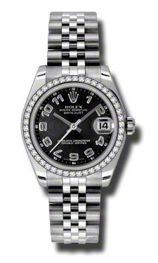 Rolex Datejust Black Ringed Dial Automatic Women's Watch - 31mm Steelbracelet