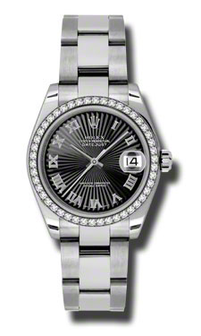 Black Sunburst Rolex Datejust 178384BKSBRO Clone 36mm Swiss Automatic Watch