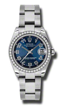Stainless Steel Rolex Datejust Clone 36mm Automatic Silver Dial Watch - Blue Camouflage