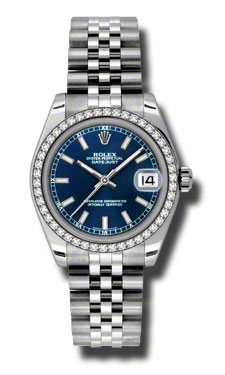 Classic Rolex Datejust Blue Dial, 31mm, Stainless Steel & Bezel Set, Genuine Imitation Watch
