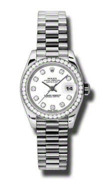 Rolex Datejust 179136WDP Platinum Automatic Classic Diamond Accented Watch