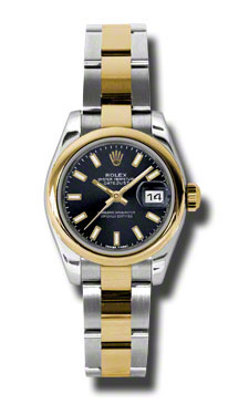 Rolex Datejust 179163BKSO Elegance in Stainless Steel, Automatic, Black Dial, 28mm for Ladies