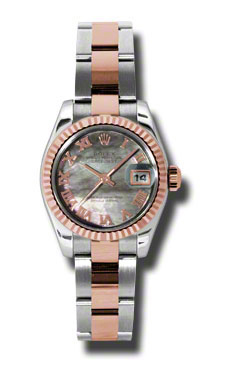 Rolex Datejust Ladies 28mm Steel & Rose Gold Diamond Bezel Watch