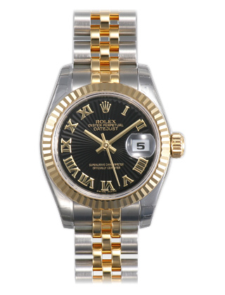 Classic Rolex Datejust Swiss Clone 179173BKSBRJ with Black Dial and Gold Bracelet