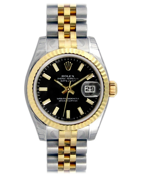 Swiss Clone Rolex Datejust 179173BKSJ Automatic 36mm Black Steel & Gold Watch