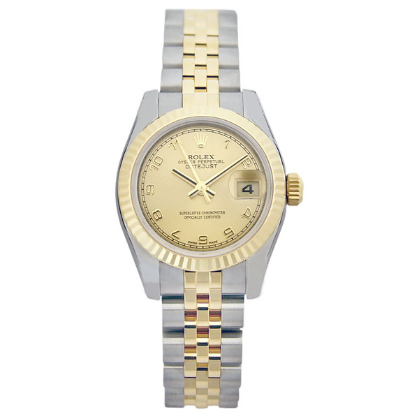 Ladies Rolex Datejust 179173 Steel & Gold Diamond Dial Replica Watch