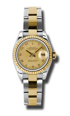 Rolex Datejust 179173CAO Blend Chronograph Gold-Plated Case Blue Face Watch