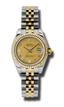 Rolex Datejust 179173CGDMADJ Gold-Plated Mother of Pearl Timepiece with Champagne Bezel