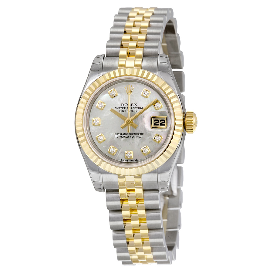 Stainless Steel Rolex Datejust 179173MDJ Imitation, Automatic, 28mm, Jet Black Face, 30m Water Resistant Watch