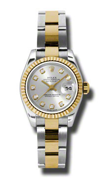 Rolex Datejust 179173SDO Imitation Stainless Steel & Yellow Gold Watch with Roman Numerals and Pearl Bead Detail