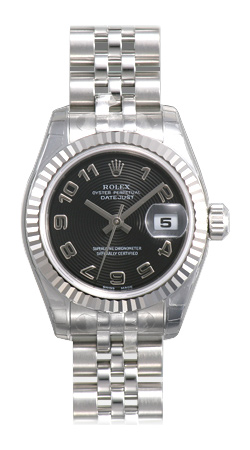 Rolex Datejust Clone 179174-BKAJ, 28mm Gold and Diamond Bezel, Black mother-of-pearl Watch