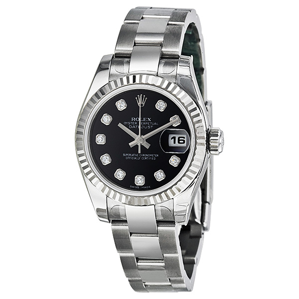 Rolex Datejust 179174BKDO Auto Chrono Jet Black Face Timepiece