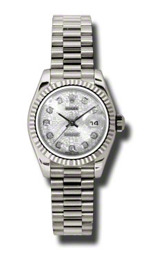 Stunning Rolex Datejust 179179SJDP Imitation 31mm White Gold & Diamond Ladies Watch