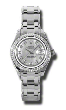 Classy Rolex Datejust 80339MDPM Lady's Timepiece with Mother of Pearl Dial & Gold Tone Hands