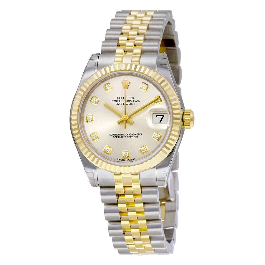 Rolex Datejust Lady 31 Clone in Stainless Steel with Diamond Bezel & Mother of Pearl Dial
