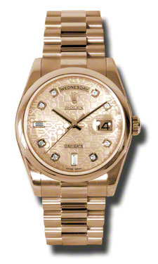 Rolex Day-Date 36mm President 18K Gold Diamond Dial Replica Watch